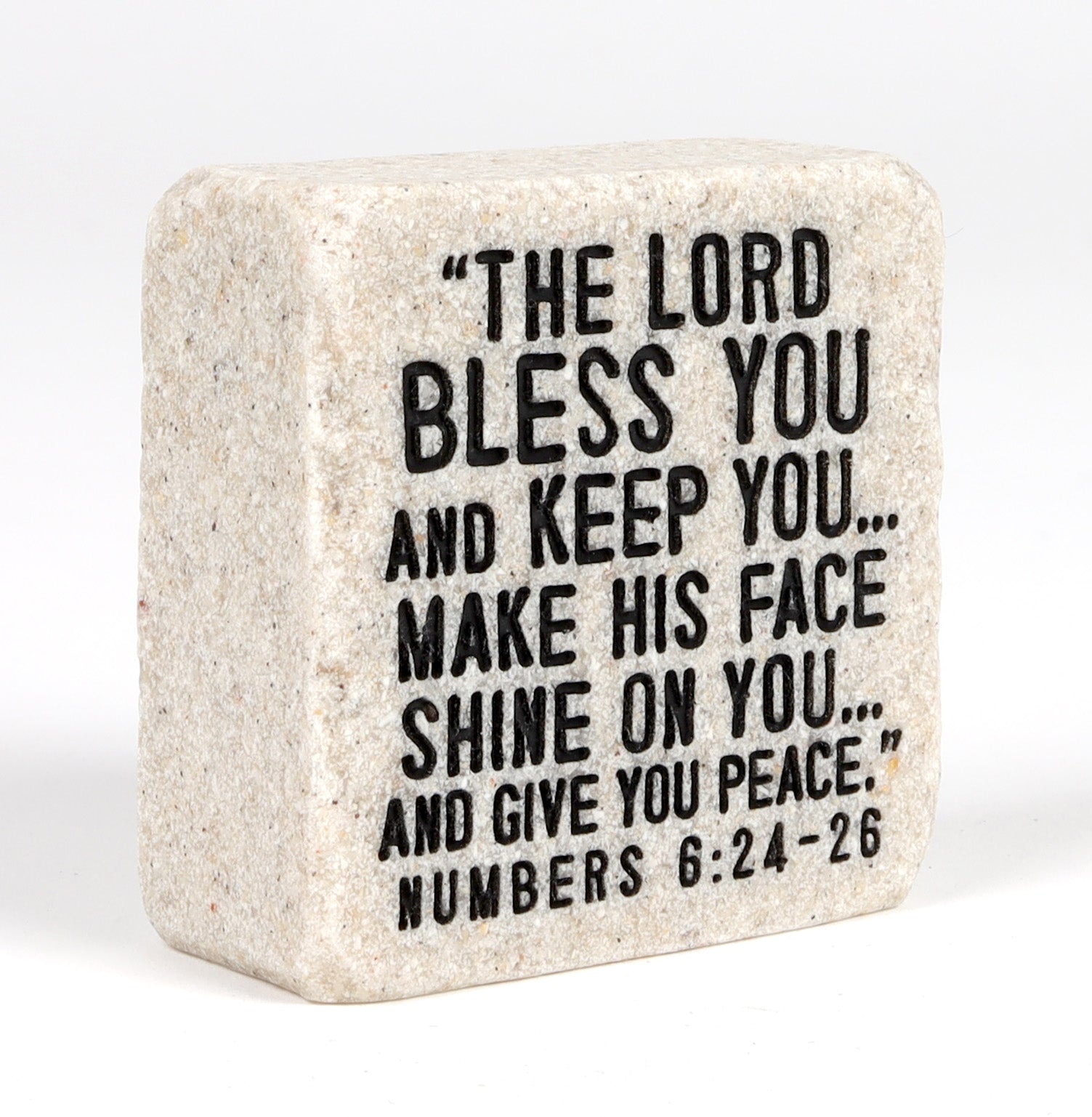 Stone Scripture Block: Blessings Engraved, Square (Numbers 6:24-26)