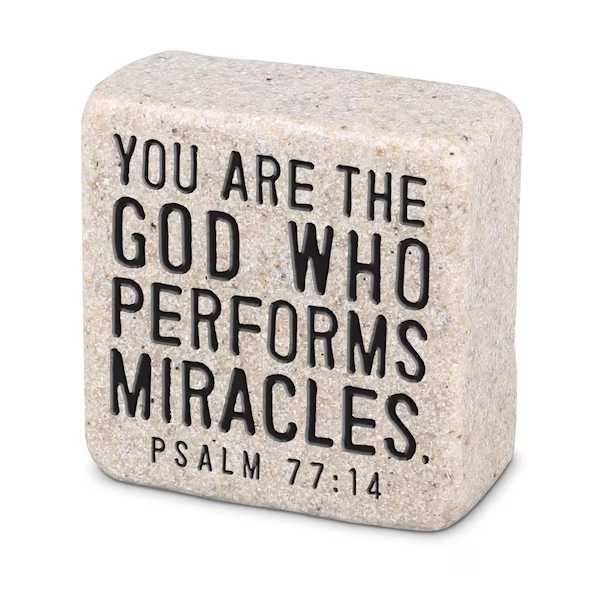 Cast Stone Block: Scripture Stone, Miracles (Psalm 77:14)