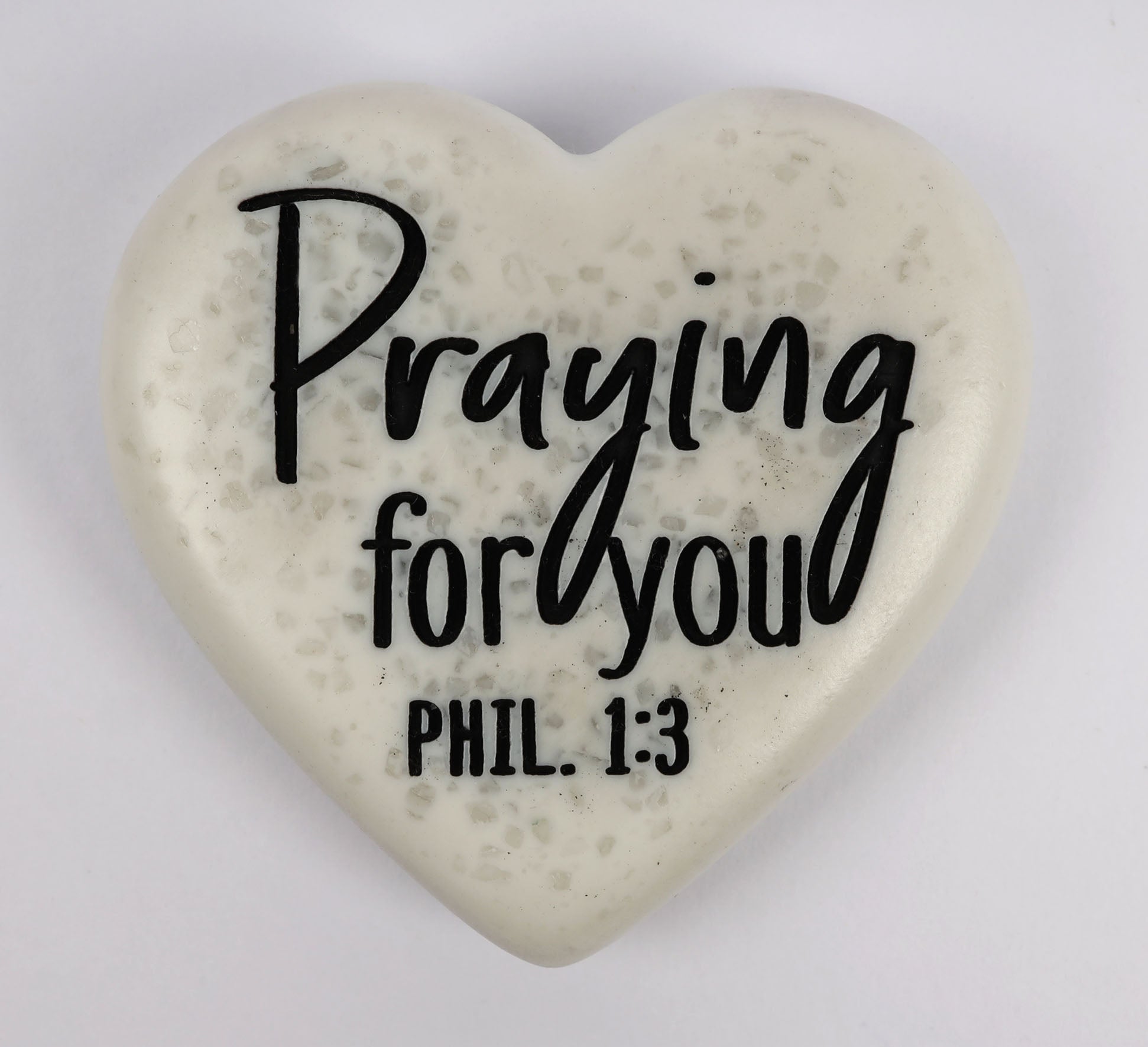 Stone Heart Plaque: Prayng For You Engraved (Phil 1:3)