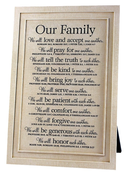 Tabletop Plaque: Our Family, Various Scriptures