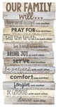 Wall Plaque: Our Family Will... (Stacked Wood)