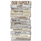 Plaque: Our Family Will, Mdf/Paper, Large, Stacked Wood