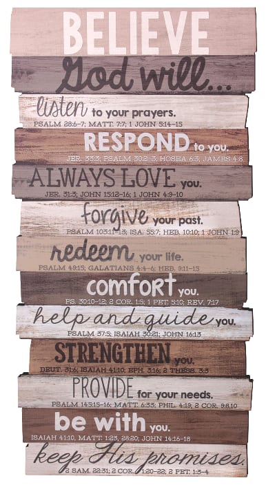 Wall Plaque: Believe, Mdf/Paper, Medium, Stacked Wood