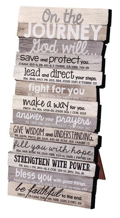 Tabletop Plaque: Journey, Small Stacked Wood (Various Scriptures)