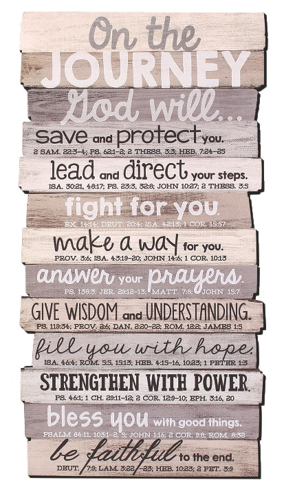 Wall Plaque: Journey, Medium Stacked Wood (Various Scriptures)