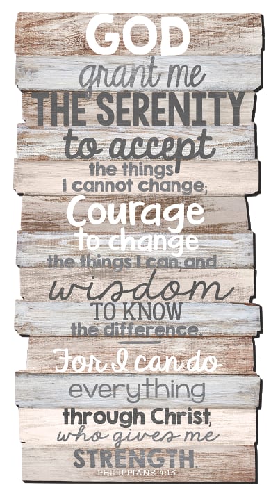 Wall Plaque: Serenity, Medium Stacked Wood (Phil 4:13)
