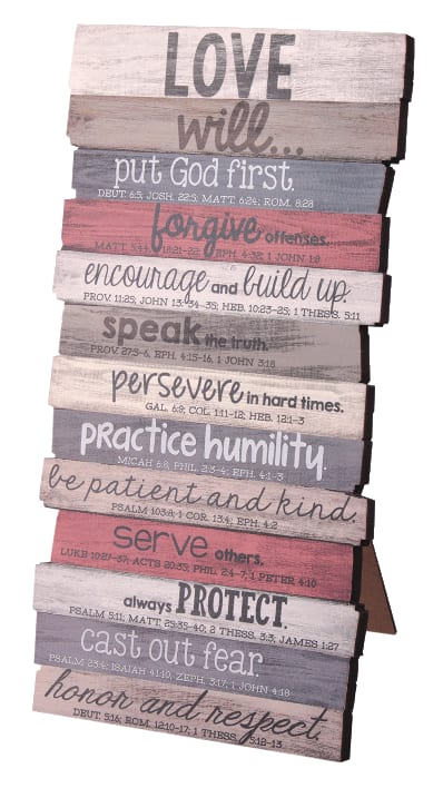 Tabletop Plaque: Love, Stacked Wood