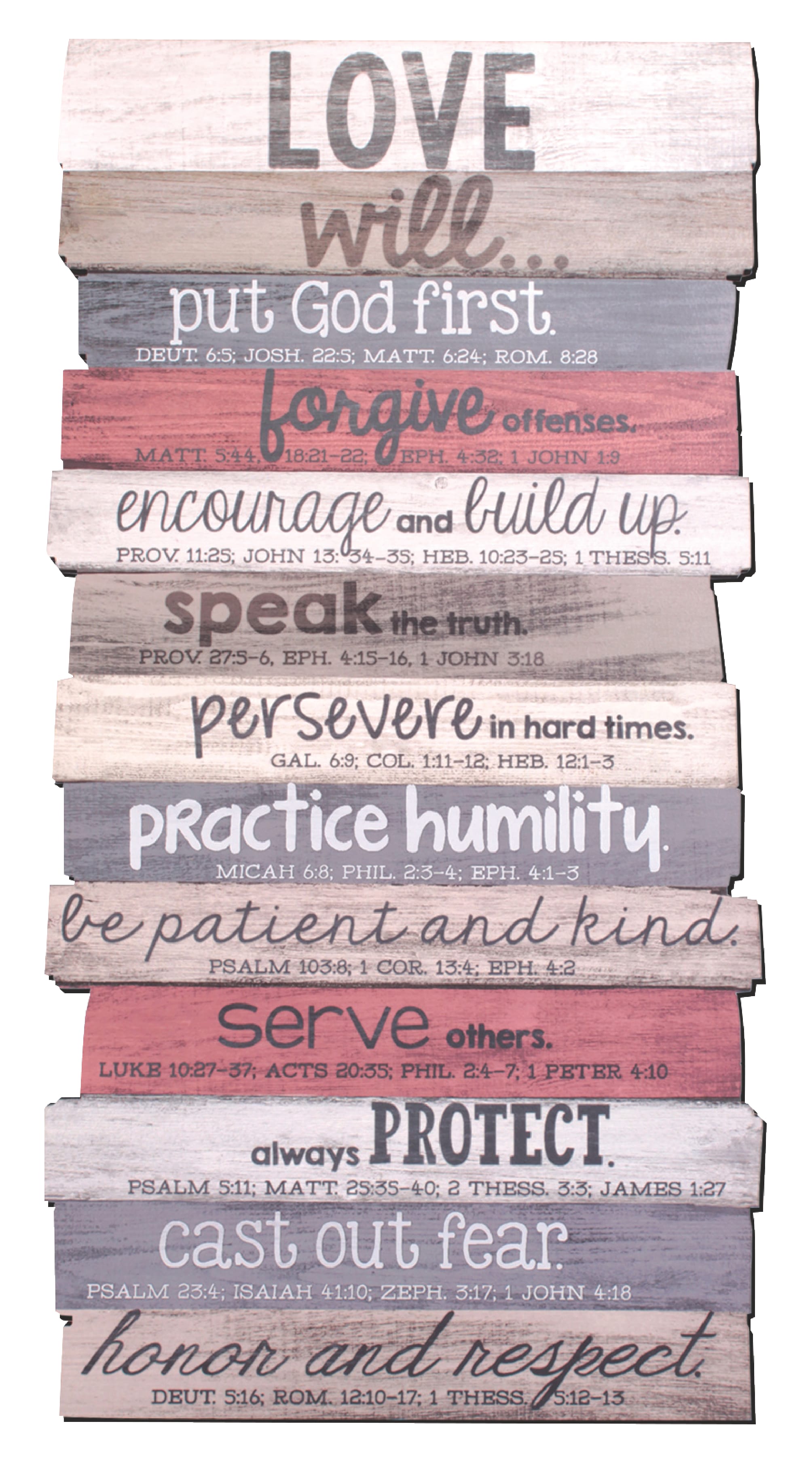Wall Plaque: Love, Stacked Wood, Medium