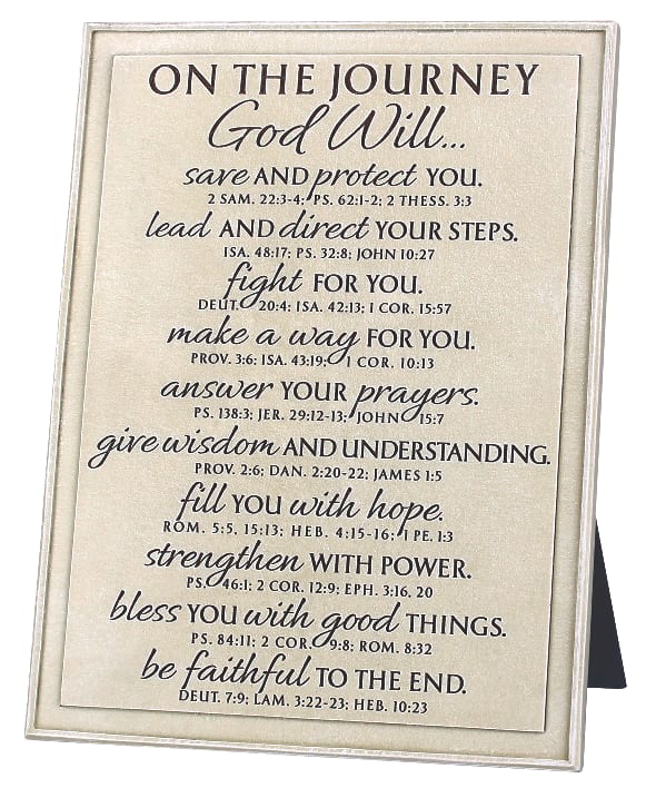 Tabletop Plaque: Journey, Cream, Various Scriptures, Cast Stone, Word Study