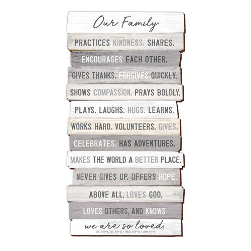 Wall Plaque: Our Family, Stacked Wood, Mdf, Wall-Hanger Included