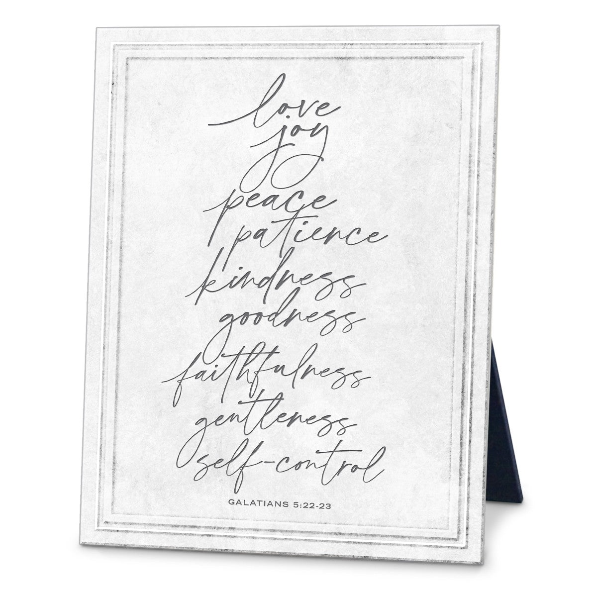 Desktop Framed Plaque (Resin): Fruit of the Spirit (Gal. 5:22-23) White, with easel back