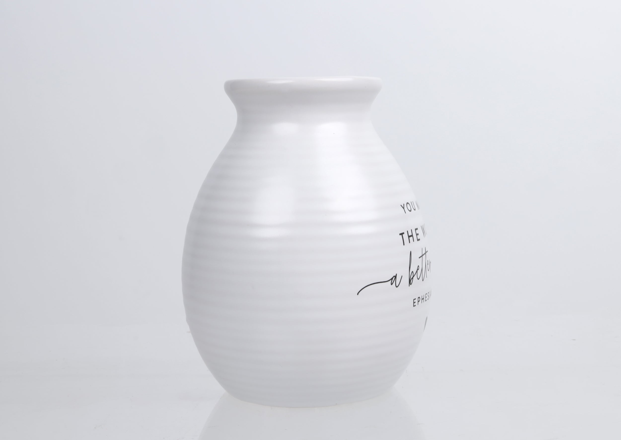 Ceramic Vase: You Make the World a Better Place (Eph. 1:16) White, Textured (Hold Onto Hope)
