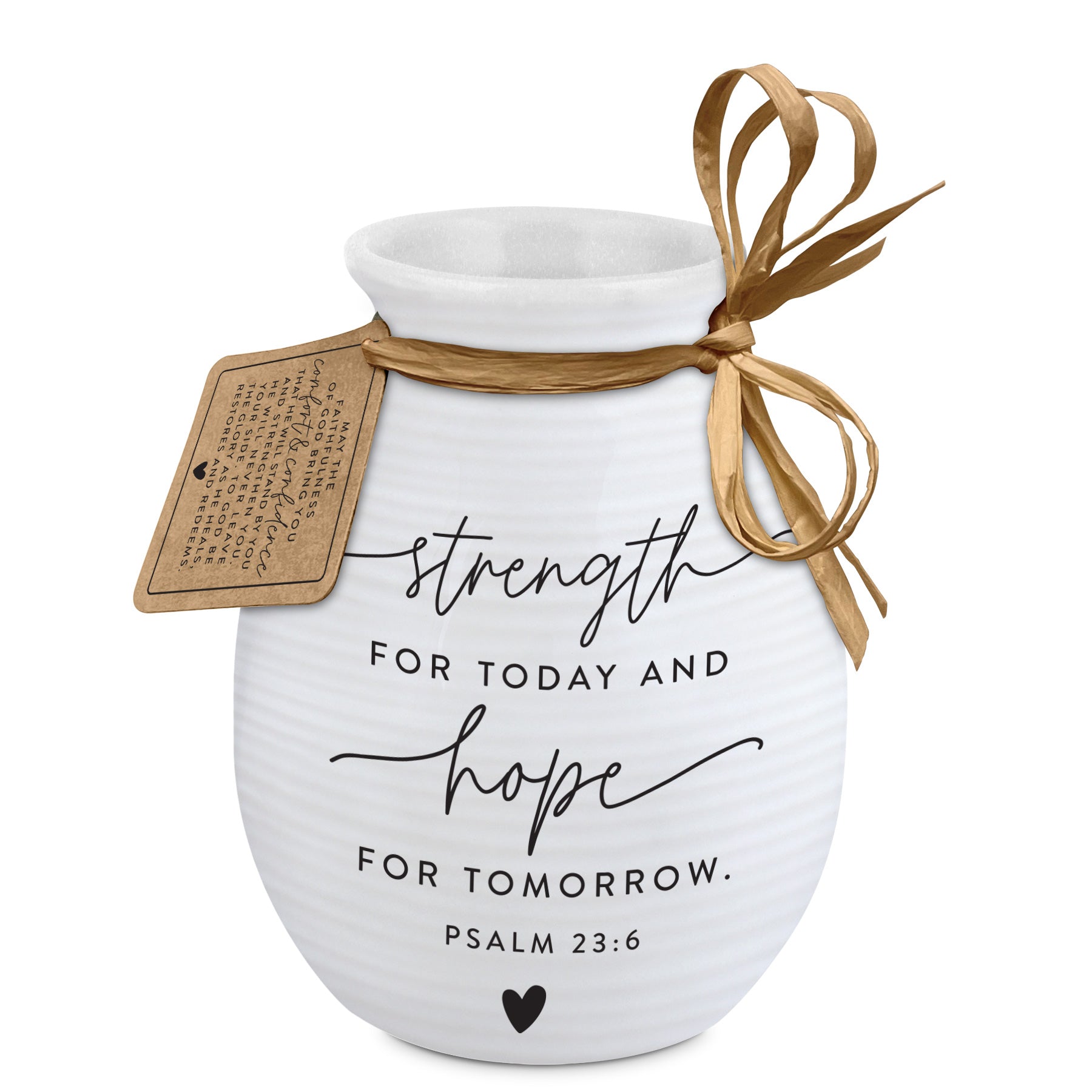 Ceramic Vase: Hold Onto Hope, Strength & Hope, White, Textured (Psalm 23:6)