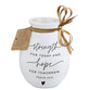 Ceramic Vase: Hold Onto Hope, Strength & Hope, White, Textured (Psalm 23:6)