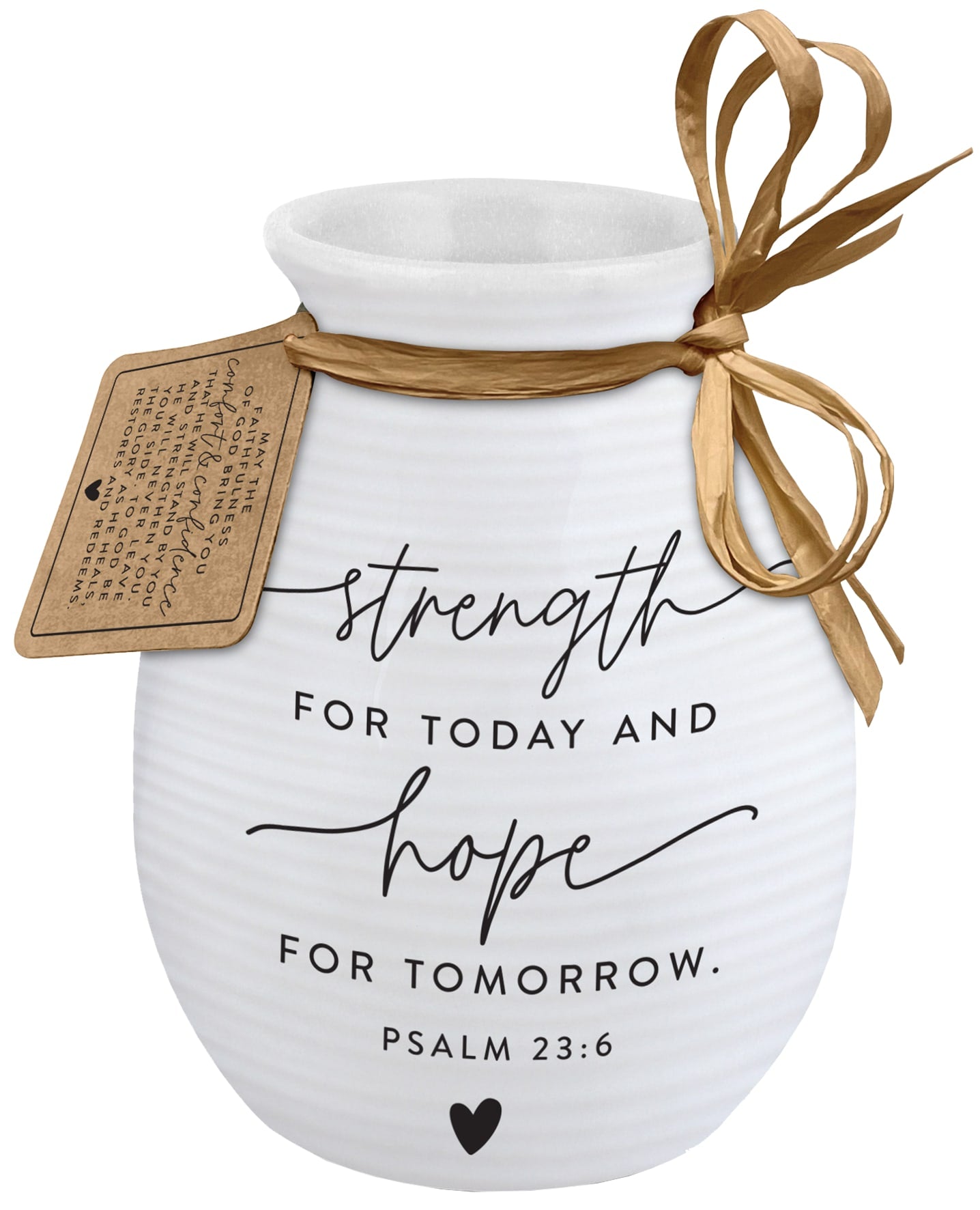 Ceramic Vase: Hold Onto Hope, Strength & Hope, White, Textured (Psalm 23:6)