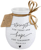 Ceramic Vase: Hold Onto Hope, Strength & Hope, White, Textured (Psalm 23:6)
