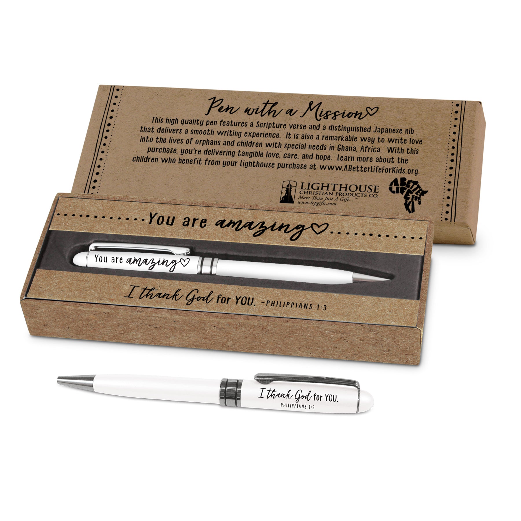 Metal Pen: You Are Amazing White, Artisan Doodles (Phil. 1:3)