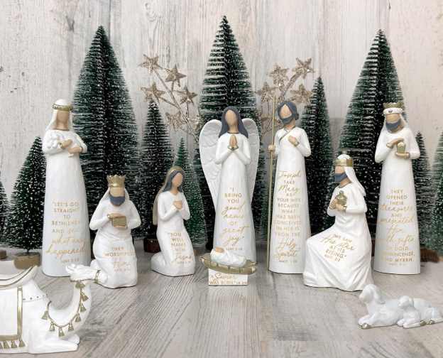 Nativity Set (10 Pieces): The Greatest Gift of All, Scriptured, hand-cast resin
