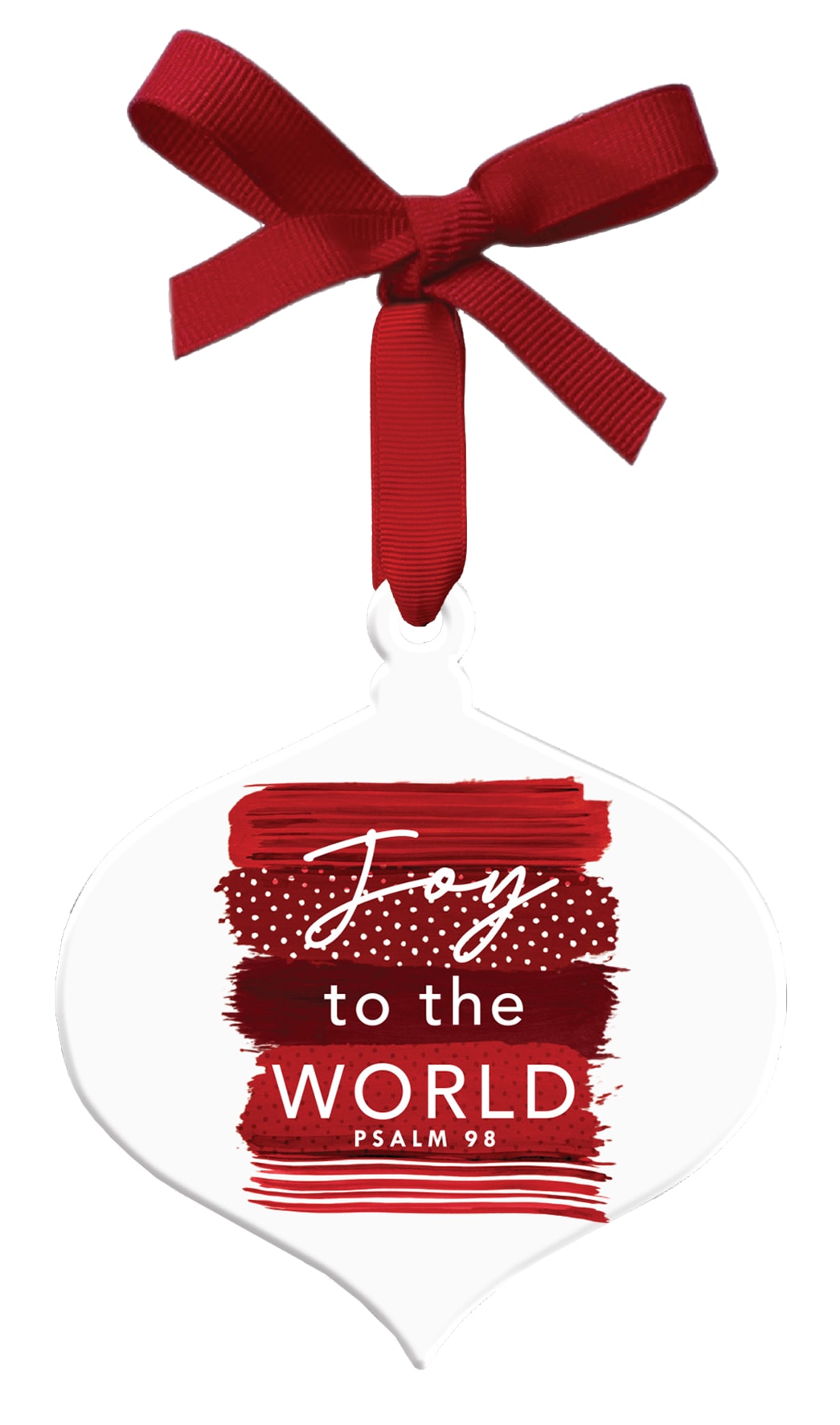 Christmas Ornament: Joy to the World, Red Brushed Art (Ceramic)