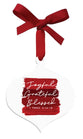 Christmas Ornament: Joyful Grateful Blessed, Red Brushed Art (Ceramic)