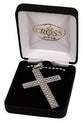 Necklace: Stainless Box Cross With Carbon Fibercenter on 60Cm Steel Chain