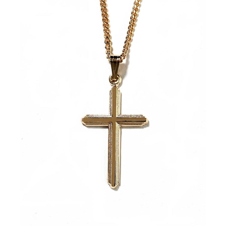 Necklace: Gold Plated Cross on 45Cm Gold Plated Chain
