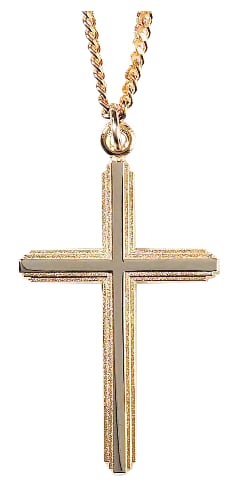 Necklace: Silver and Gold Plated Cross on 60Cm Gold Plated Chain
