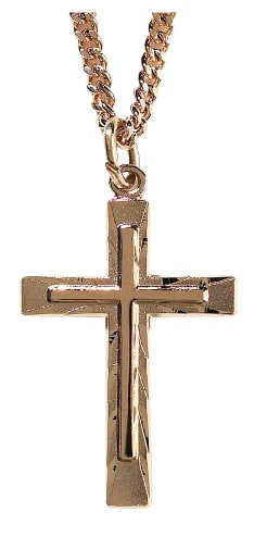 Necklace: Gold Plated Cross Within Cross on 60Cm Gold Plated Chain