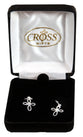 Earrings: Silver Plated Petal Cross Earrings With Cubic Zirconias on Sterling Silver Wires