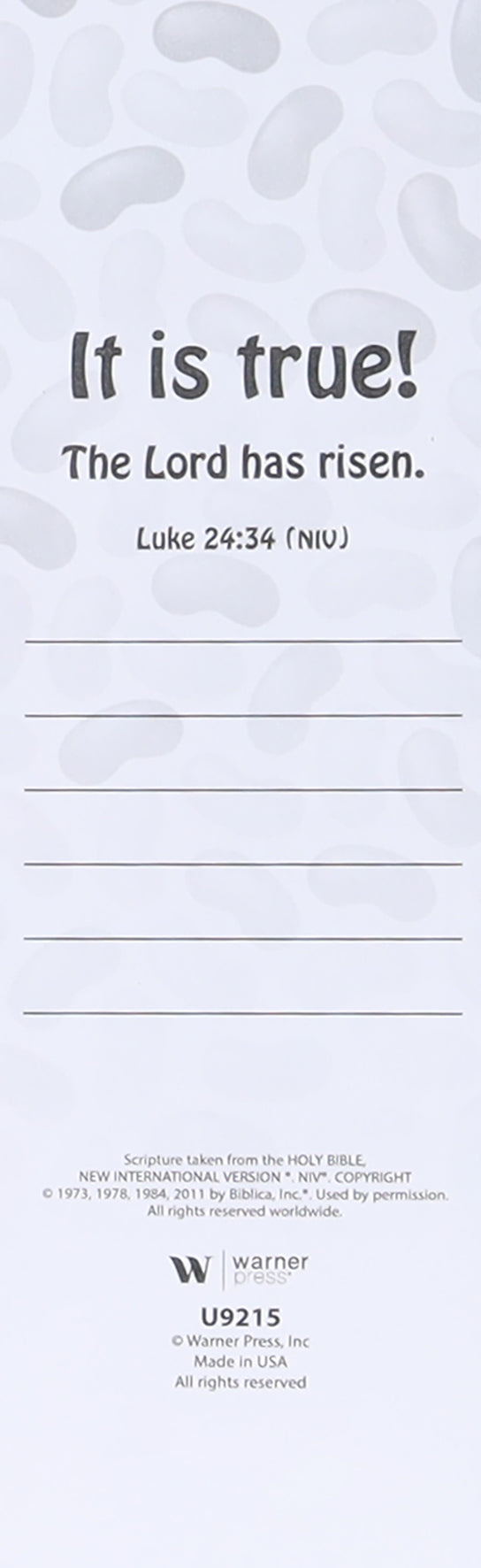 Bookmark - 25 Pack: Jelly Bean Prayer (Luke 24:34 NIV)