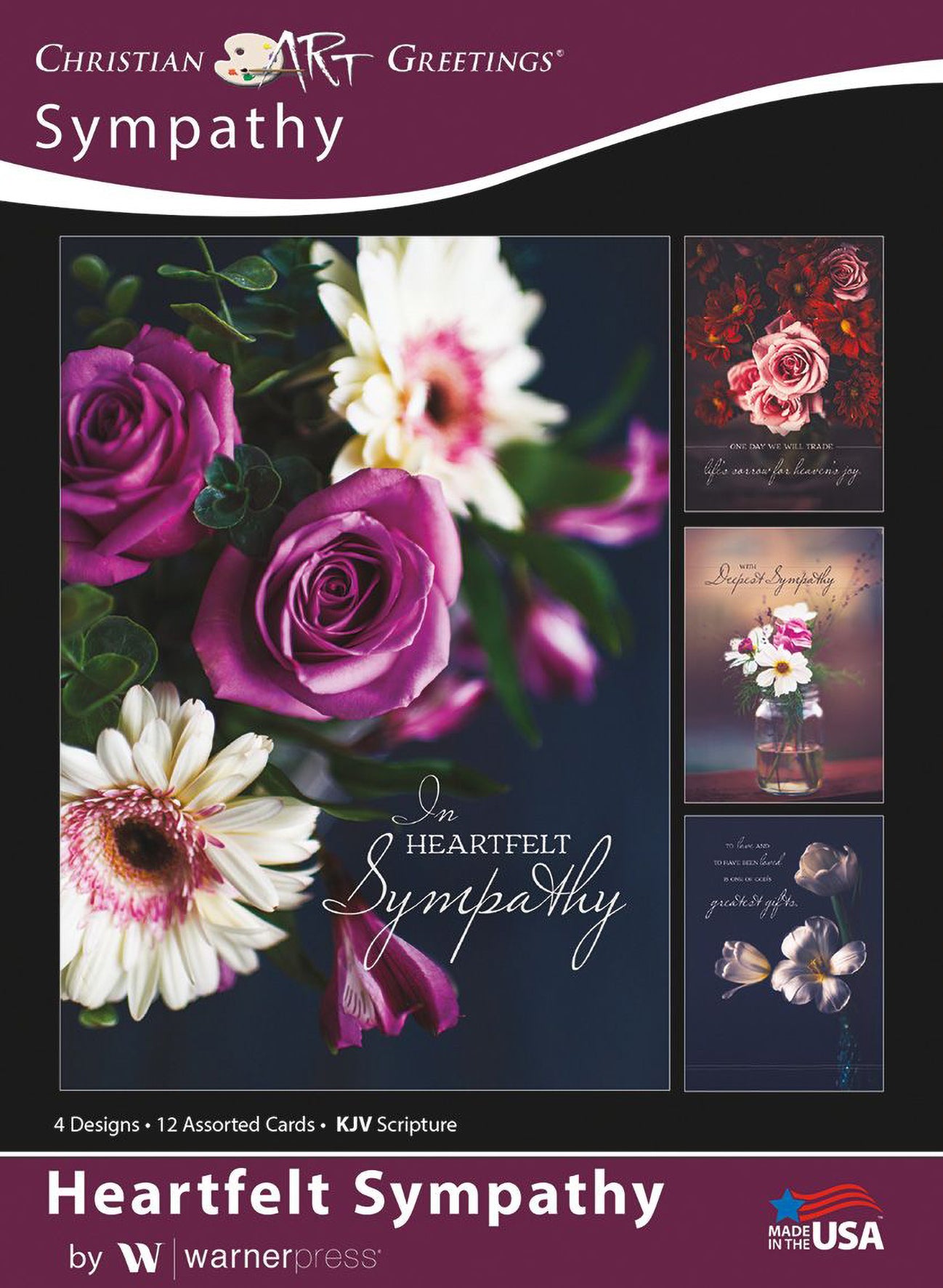 Boxed Cards: Sympathy, Heartfelt Sympathy (12 cards, 3 each of 4 designs)