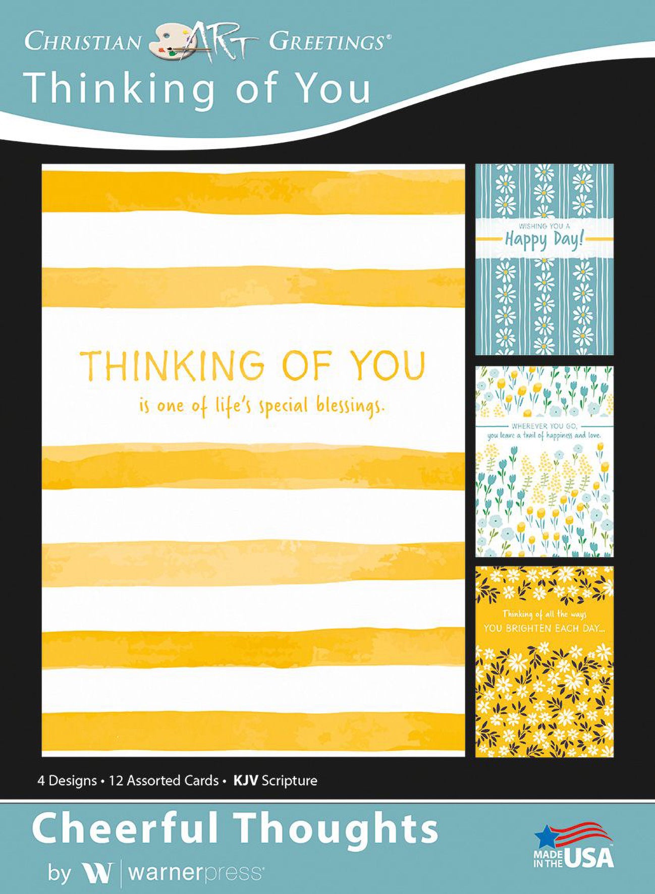 Boxed Cards: Thinking of You, Cheerful Thoughts (12 cards, 3 each of 4 designs)