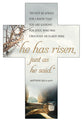 Bookmark Cross-Shaped (25 Pack): He Has Risen, Just As He Said (Matt 28:5-6 NIV)