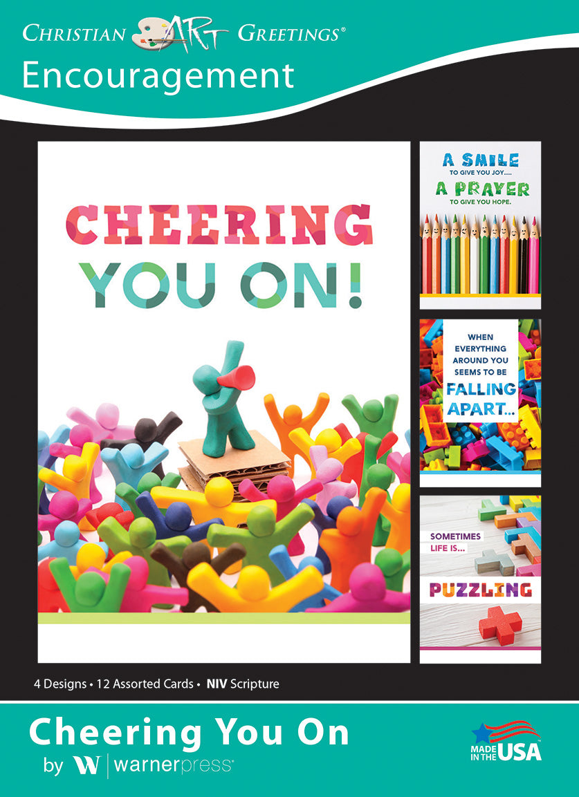 Boxed Cards: Encouragement - Cheering You on NIVR  (12 cards, 3 each of 4 designs)
