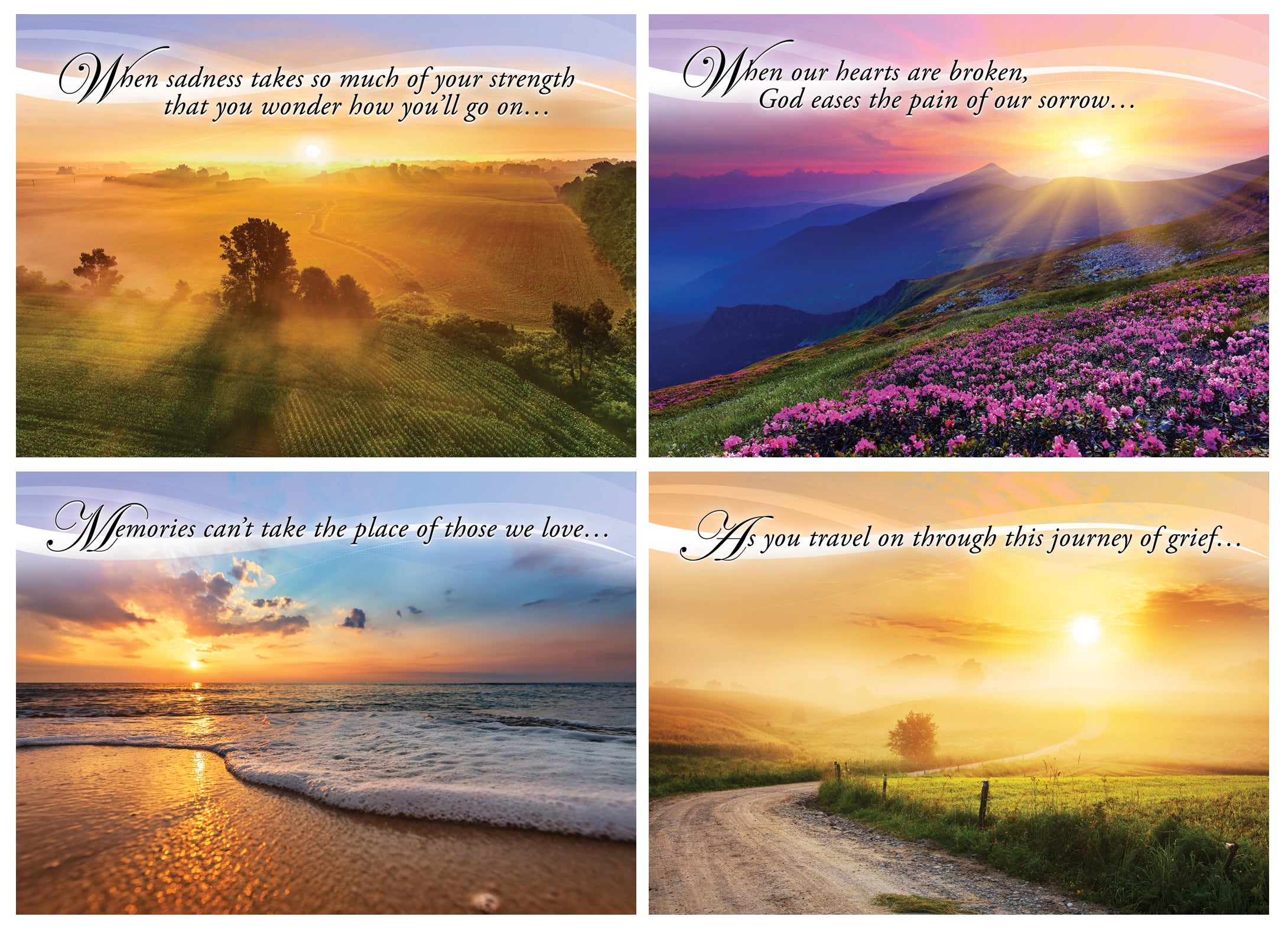Boxed Cards: Sympathy - Sunsets in Glory NIVR (12 cards, 3 each of 4 designs)
