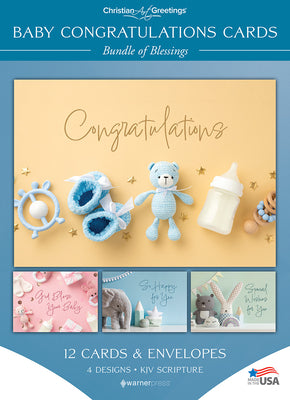 Boxed Cards Baby Congratulations: Bundle of Blessings, KJV (12 cards/envelops, 3 each of 4 designs)