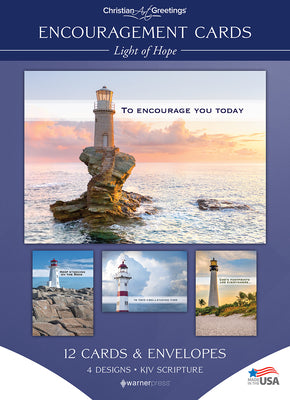 Boxed Cards Encouragement : Light of Hope, KJV (12 cards/envelops, 3 each of 4 designs)