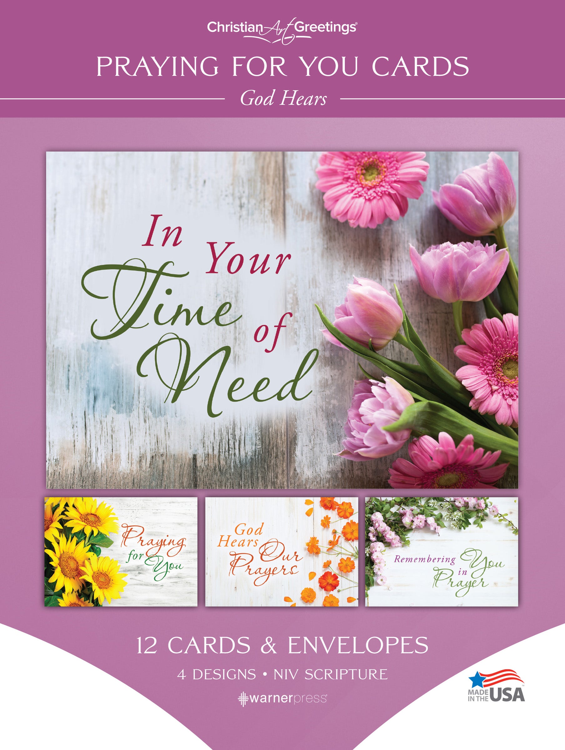 Boxed Cards Praying for You: God Hears (NIV, 12 cards/envelops, 3 each of 4 designs)