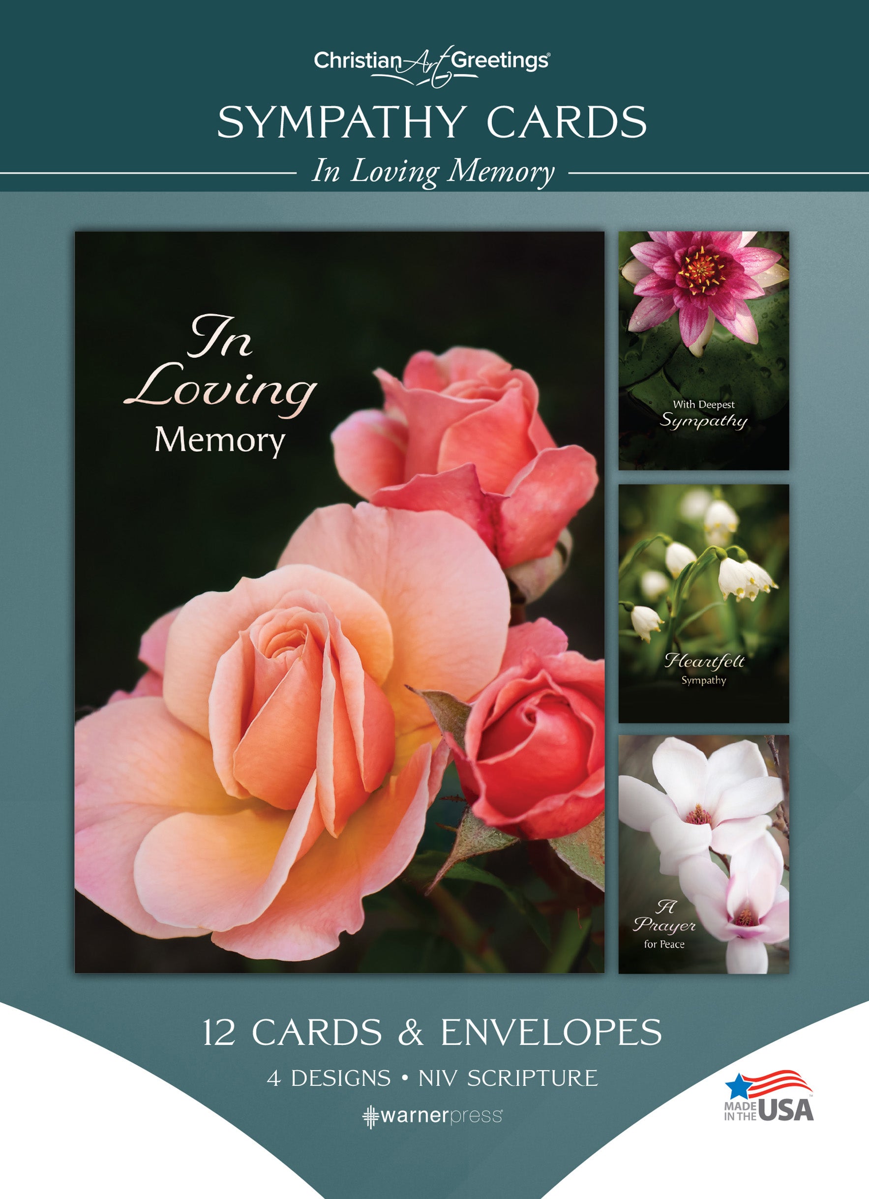 Boxed Cards Sympathy: In Loving Memory (NIV, 12 cards/envelops, 3 each of 4 designs)