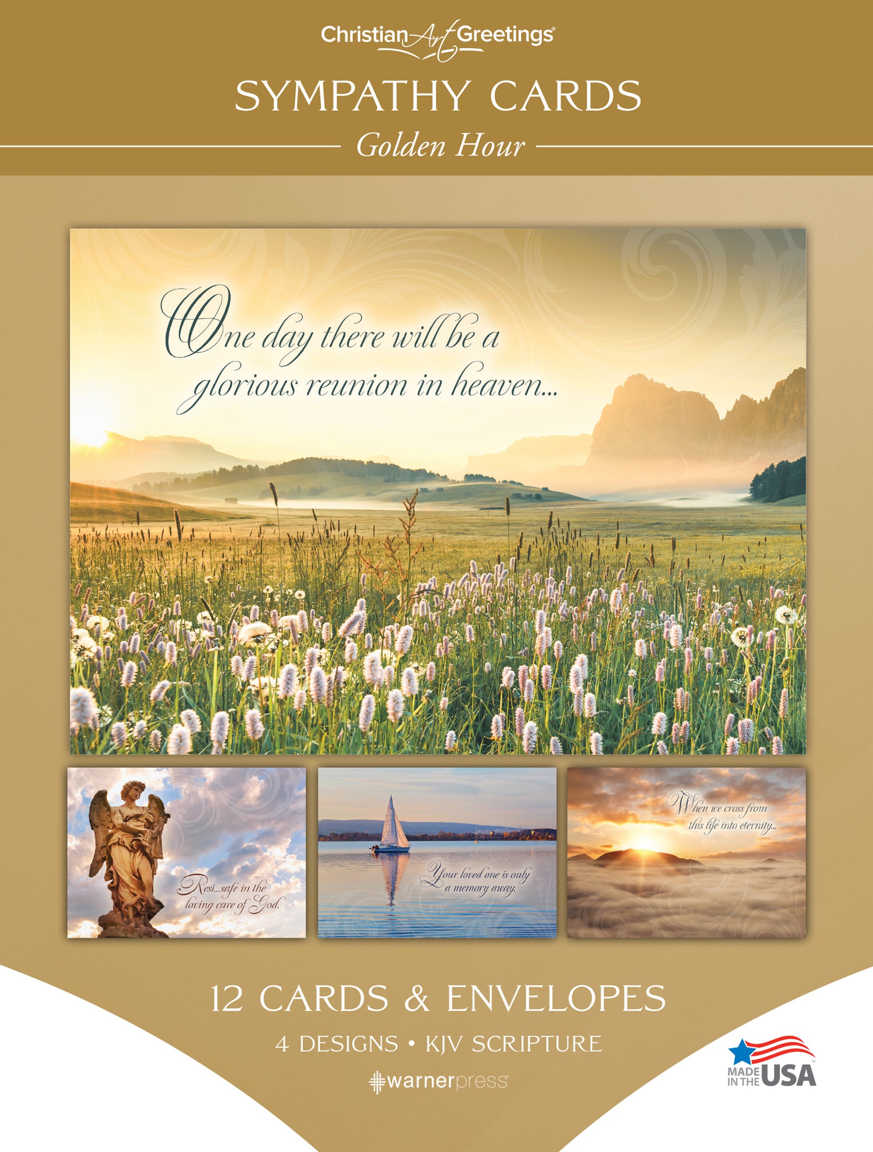 Boxed Cards Sympathy: Golden Hour (KJV, 12 cards/envelops, 3 each of 4 designs)