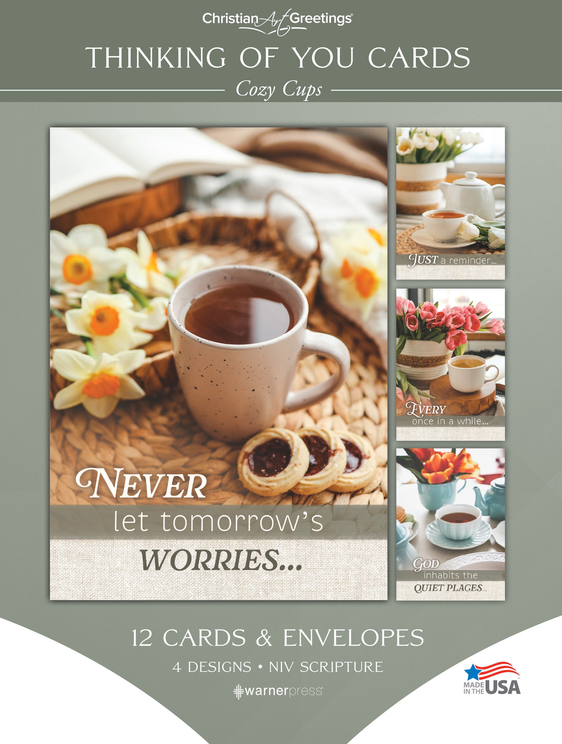 Boxed Cards Thinking of You: Cozy Cups (NIV, 12 cards/envelops, 3 each of 4 designs)