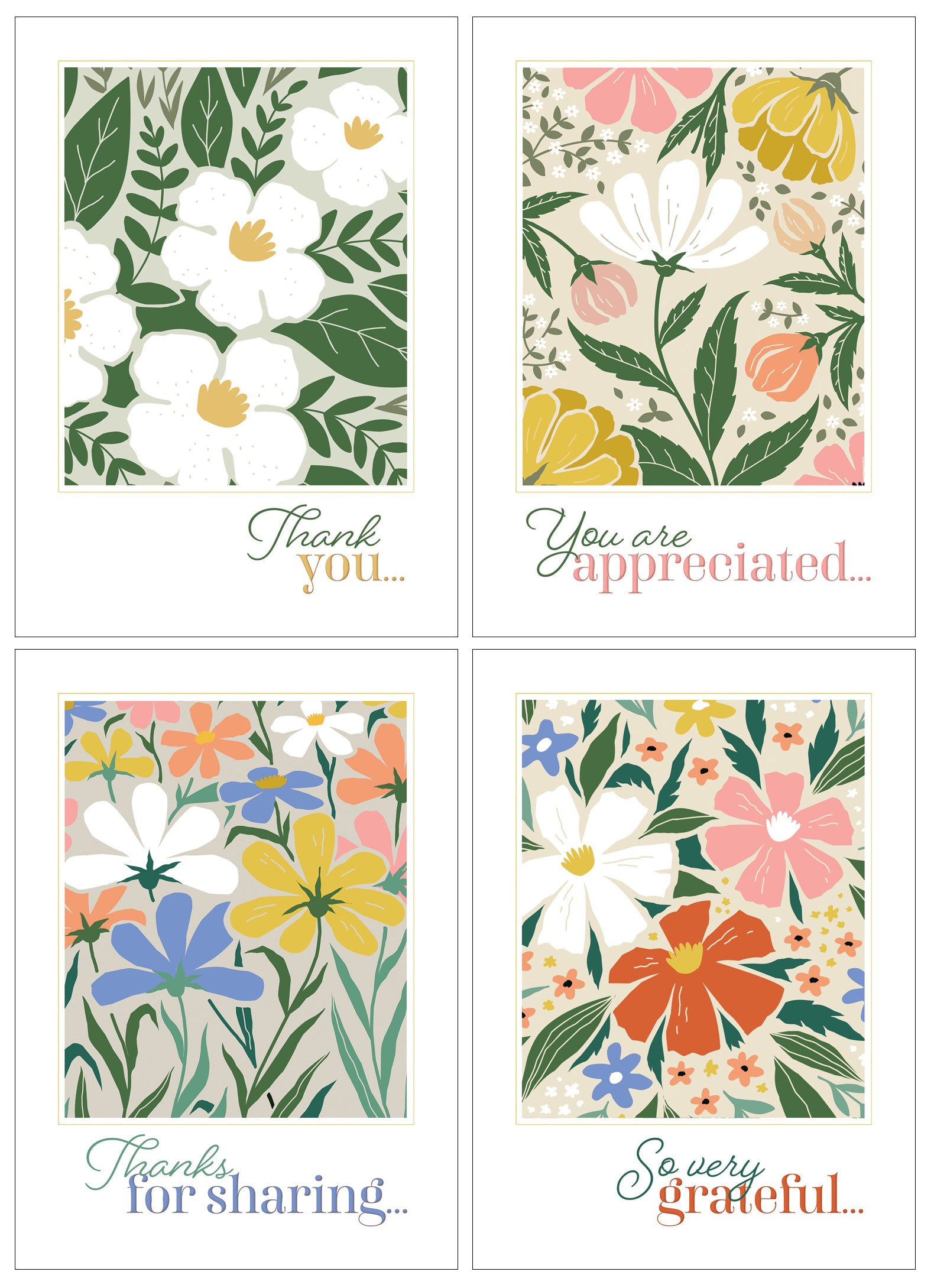 Boxed Cards Thank You: Grateful (KJV, 12 cards/envelops, 3 each of 4 designs)
