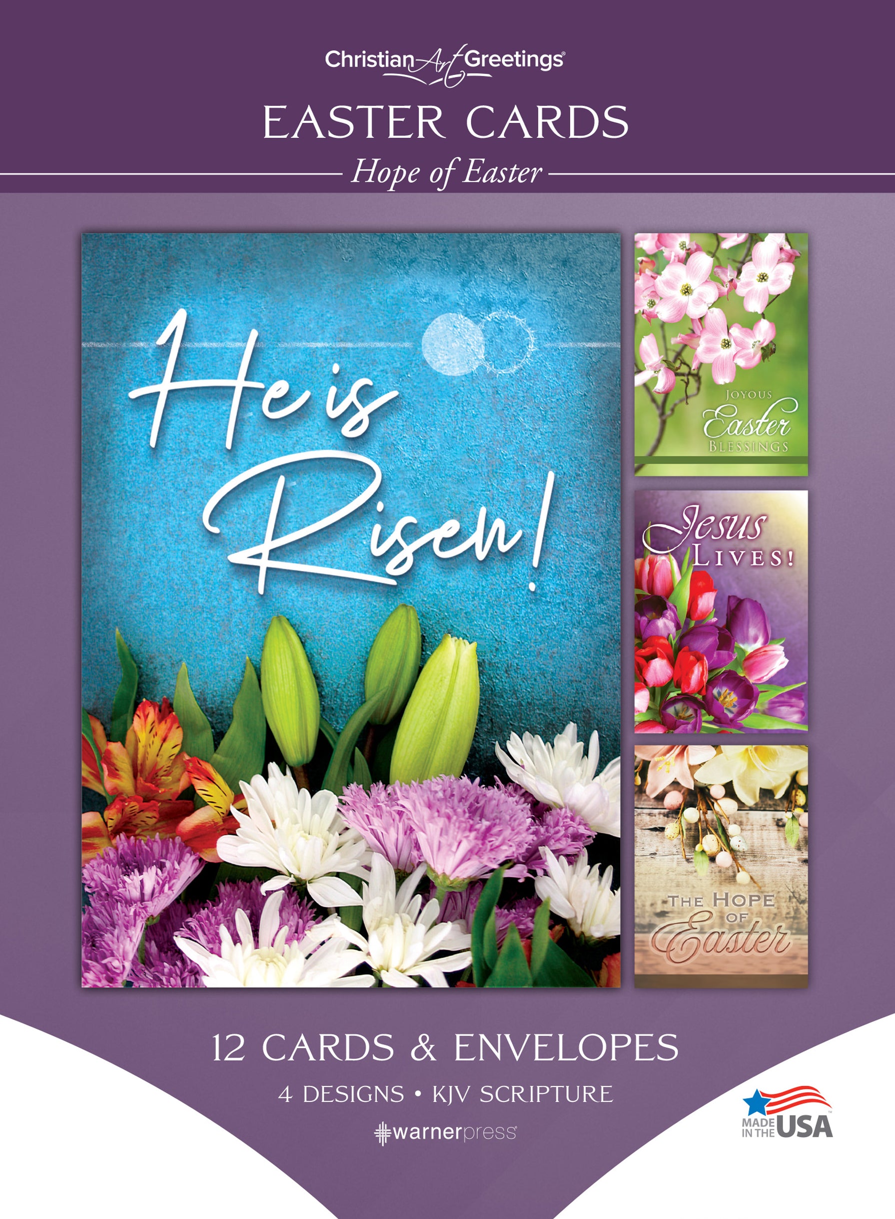 Boxed Cards Easter Assortment: Hope of Easter (KJV, 12 cards/envelops, 3 each of 4 designs)