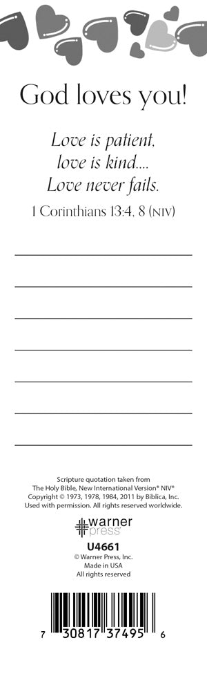 Bookmark, Kids (25 Pack): Valentine's - Happy Valentine's Day! (NIV, 1 Cor 13:4, 8)