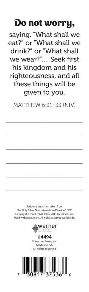 Bookmark (25 Pack): Donut Worry! (NIV, Matt 6:31–34)