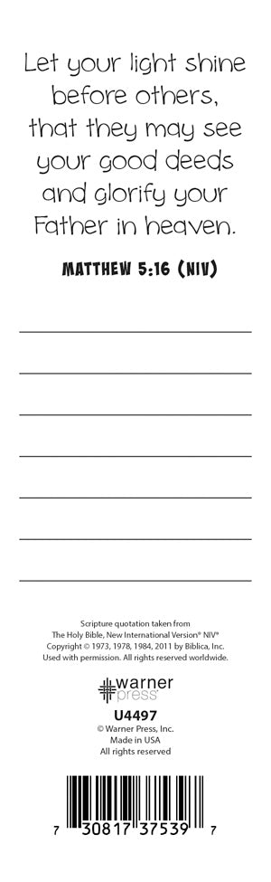 Bookmark, Kids (25 Pack): Let Your Light Shine!   (NIV, Matt 5:16)