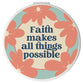 Compact Mirror: Faith Makes All Things Possible, Blue/Pink, Leatherette