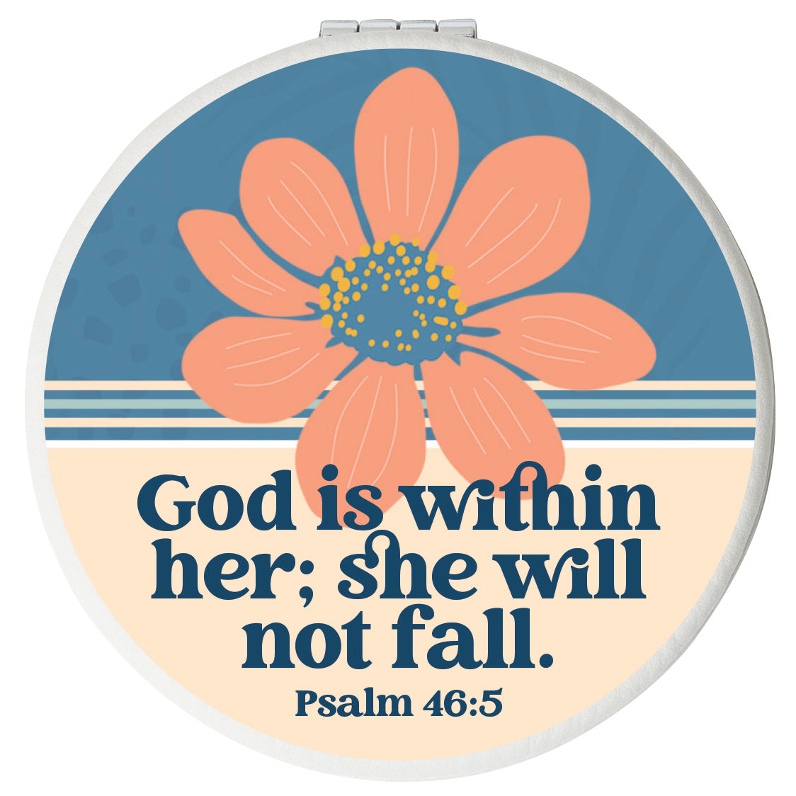 Compact Mirror: God Is Within Her, Blue/Pink, Leatherette