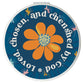Compact Mirror: Loved, Chosen & Cherished By God, Blue/Orange Flower, Leatherette
