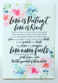 Woodland Grace Plaque: Love is Patient, Love is Kind... White/Pink Floral
